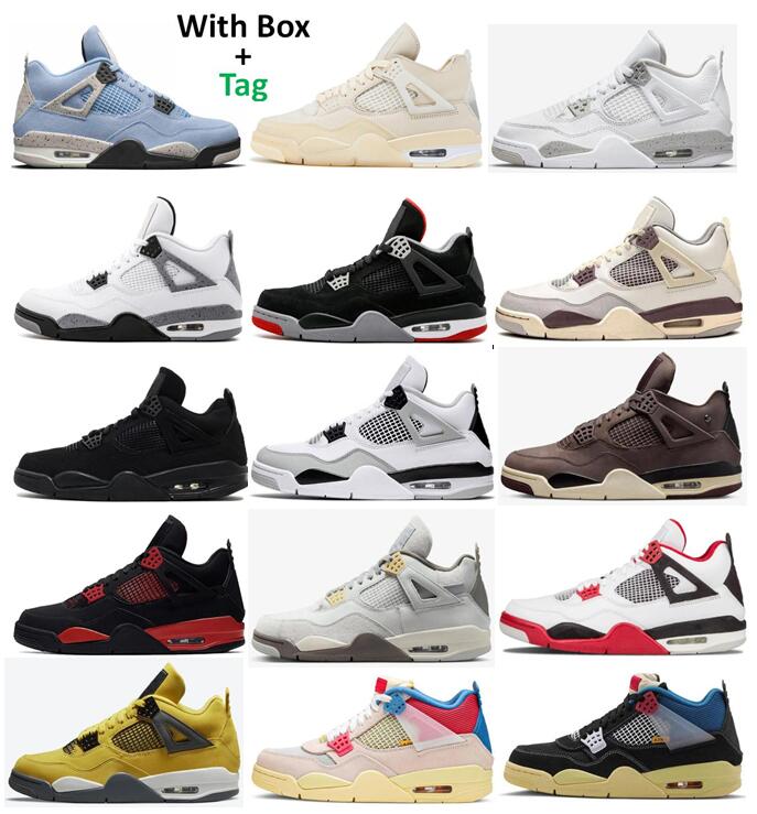 

White 4s Oreo University Blue Bred Sail AMM Basketball Shoes Men 4 Midnight Navy Craft Photon Dust White Cement Black Cat Fire Red Infrared Thunder Taupe Haze Sneakers, Mushroom