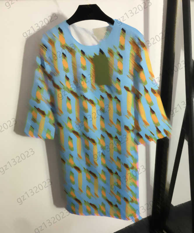 

Casual Dresses Womens Designer Clothing Nail Bead Color Contrast Logo Printing Round Neck Short Sleeves Dress Back Zipper Straight Maxiskit Women Apparel 1970