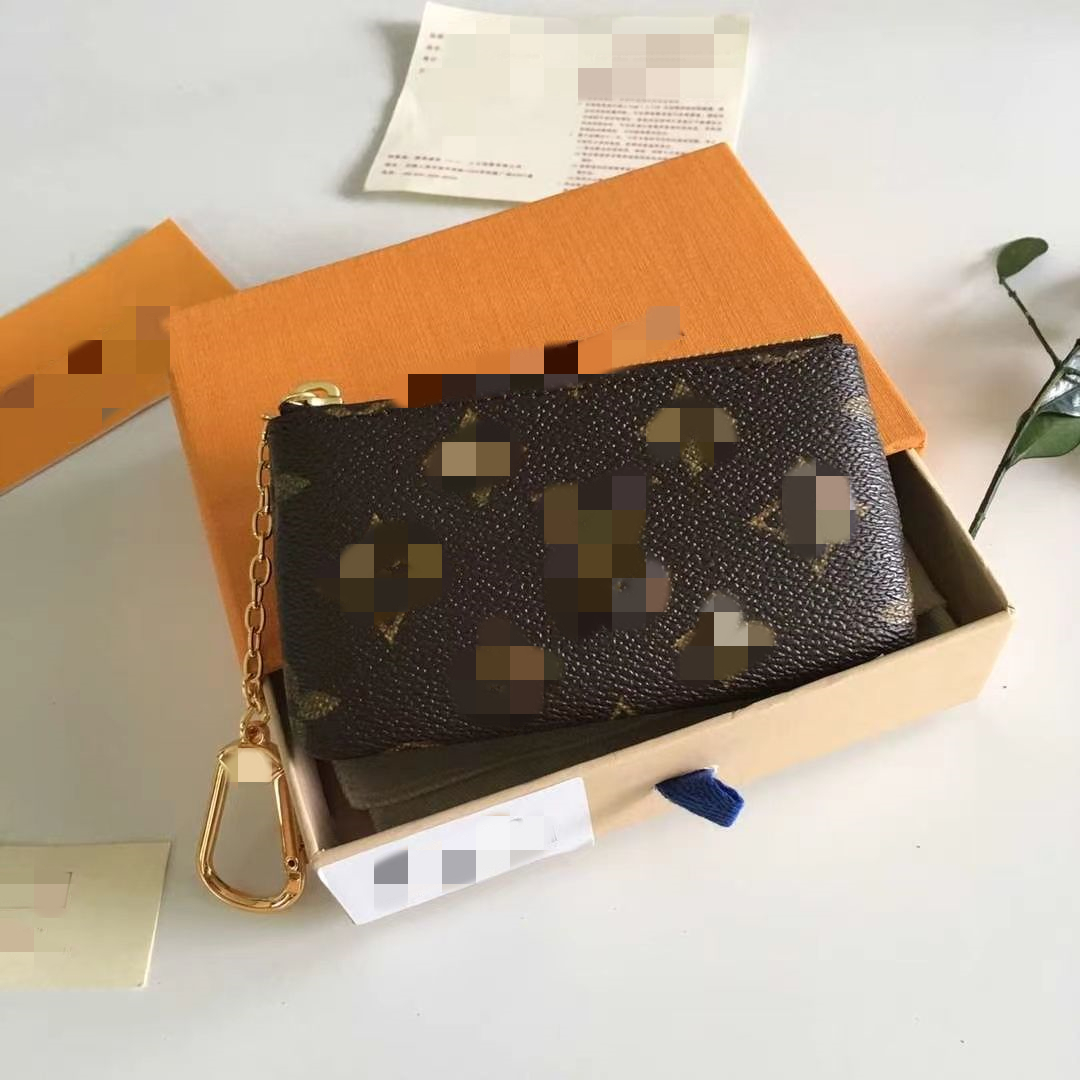 New Unisex Zipper Purses Flowers grid Brown Black Men woman L mini wallet Key Designers Card Holders genuine leather Credit ID luxurys Coin bags