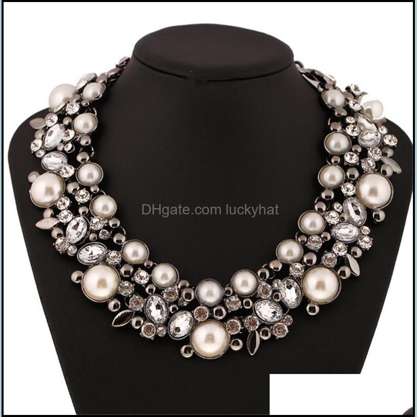 

Beaded Necklaces European And American Brand Name Necklace Metal Retro Exaggerated Fashion Acrylic Jewelry Pearl Drop Delivery Pendan Otows