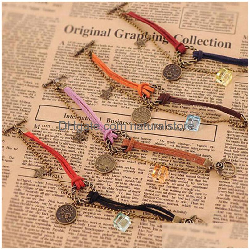 

Charm Bracelets Infinity Bracelet 12 Horoscope Vintage Weave Antique Braided Wrist Bands Jewellery Casual Adjustable Wrap Gifts For Dhdex