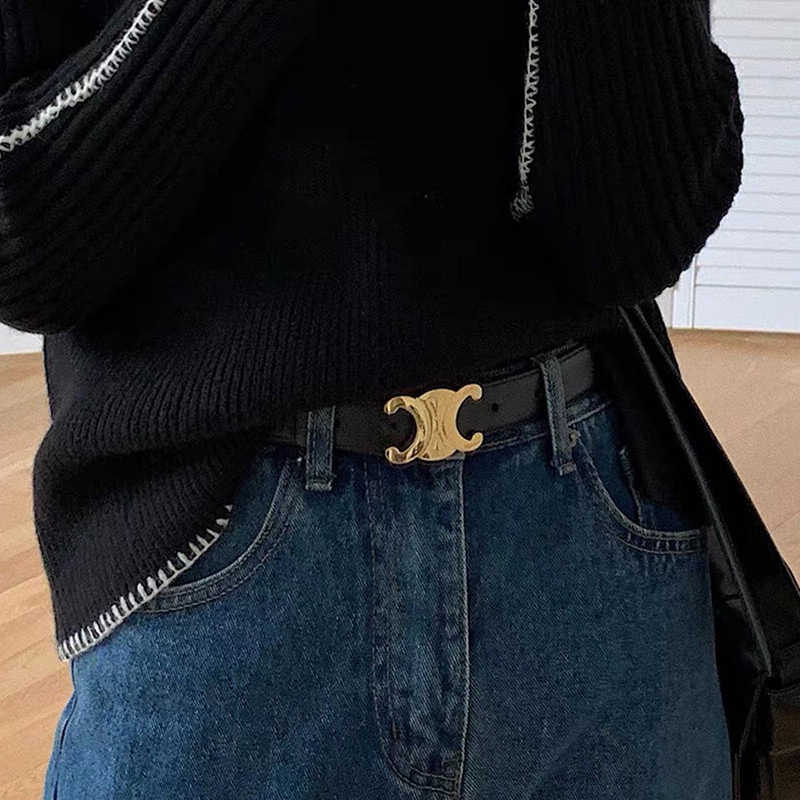 Belts Adhesives Arc de Triomphe women's double-sided leather simple and versatile style with jeans trousers coat sweater belt