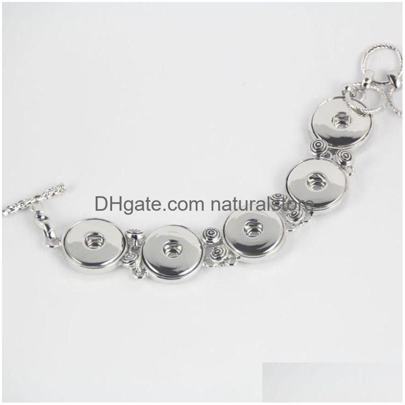 

Charm Bracelets Wholesale Snap Bracelet Bangles Newest Design Antique Sier Plated Vintage Chain Noosa Chunks 6 Styles Fit Snaps Jewe Dhdxi