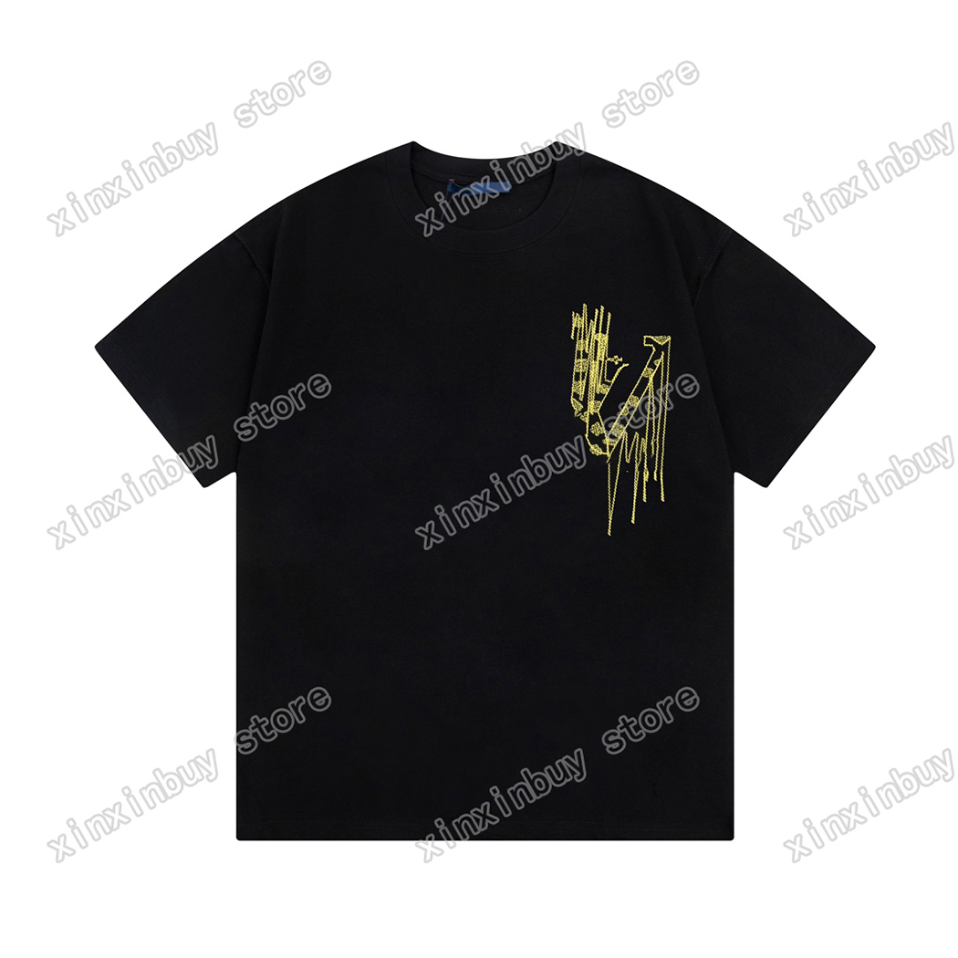 

xinxinbuy Men designer Tee t shirt Paris Flower embroidery letters patch short sleeve cotton women gray white black XS-2XL, 01