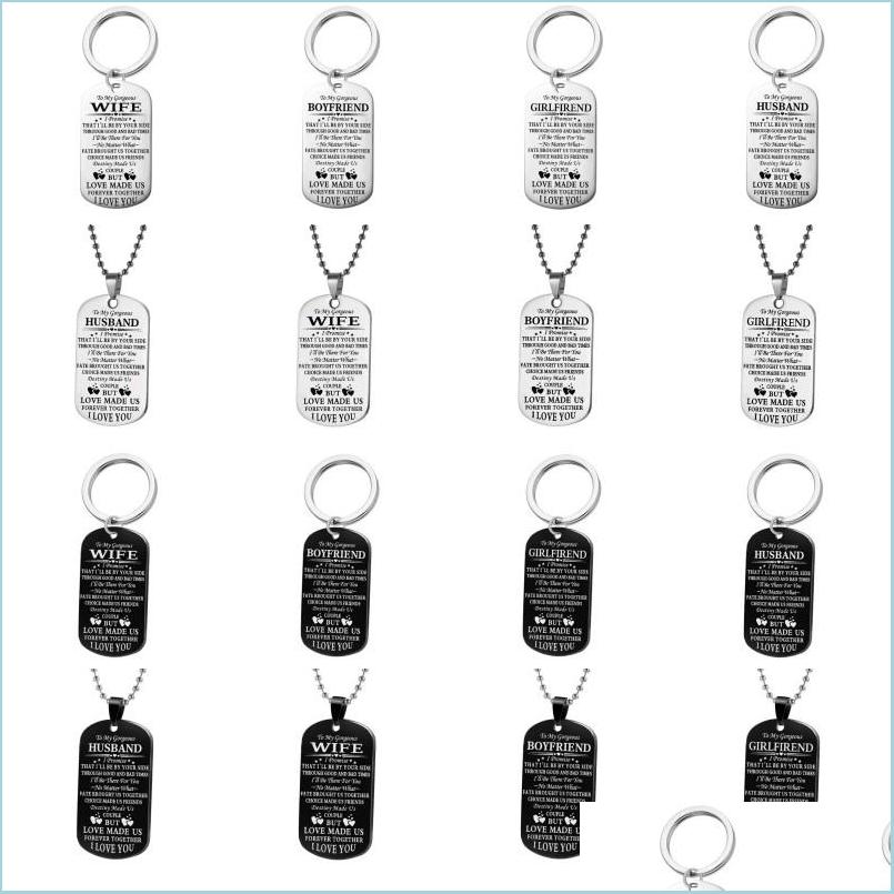 

Pendant Necklaces Fashion Stainless Steel Necklace To My Husband Wife Boyfriend Girlfriend Dog Tag Keychain Keyfob Drop Delivery Jew Dhvn1
