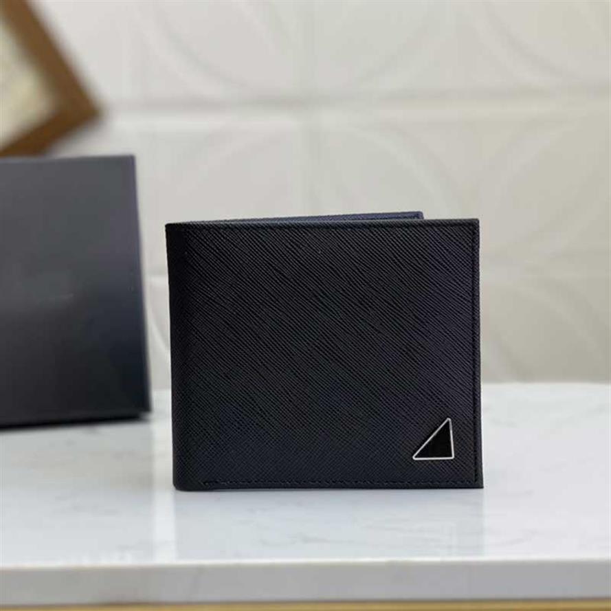 

men wallets credit card Genuine leather Short ID Business Purse classic Black Front Pocket top Quality wallet with original Box260W, Black-a