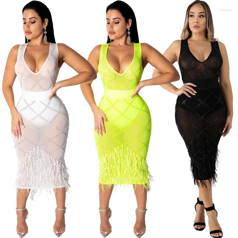 

Casual Dresses Sylph Club For Women Fashionable V-neck Vestidos 2022 Diamonds Bodycon Dress Woman Party Night Sexy, Black