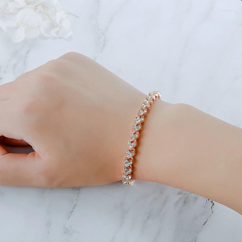 

Link Bracelets 2pcs/lot Charm Women Bracelet Rhinstone Jewelry Chain Plated Alloy & Bangle Gift For Wife Girlfriend Lover