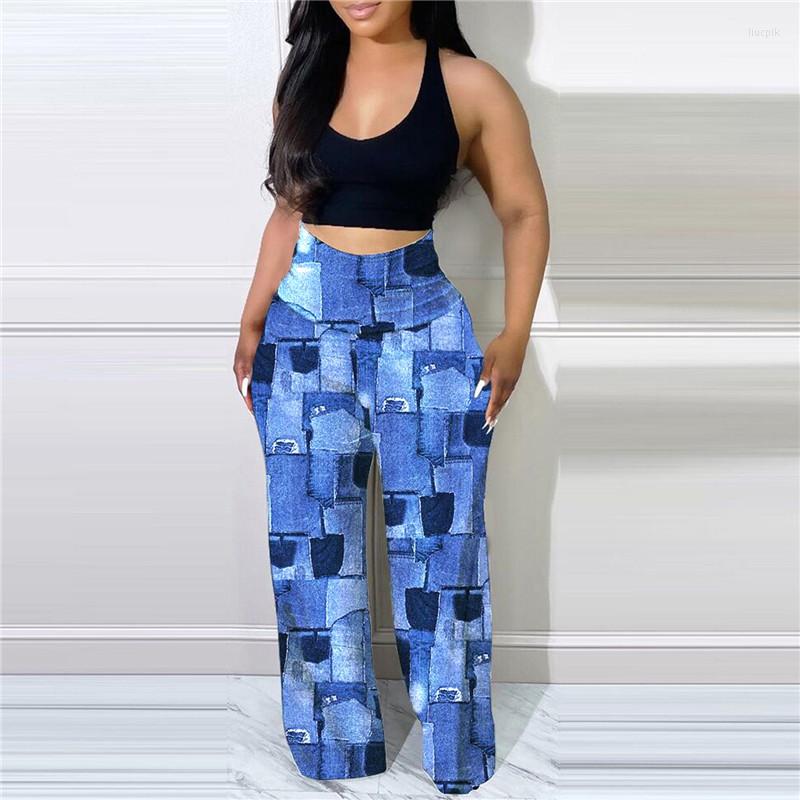 

Women's Pants American Fashion High Waist Printed Trousers Spring Workplace Business Retro Women Wholesale, Black