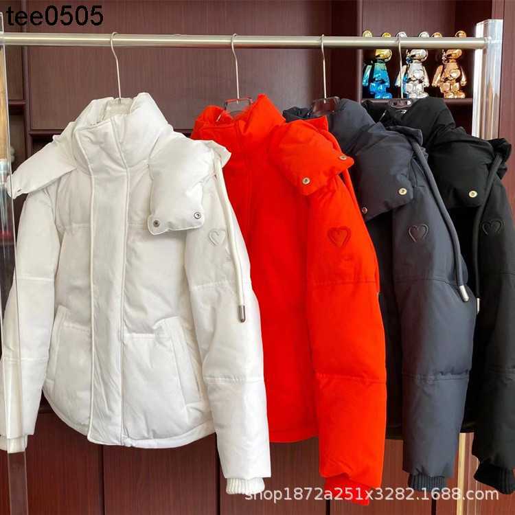 

Designer AMis 2022 winter new Paris Black short bread jacket thickened warm hooded down High quality jacket for men and women Size xl, White
