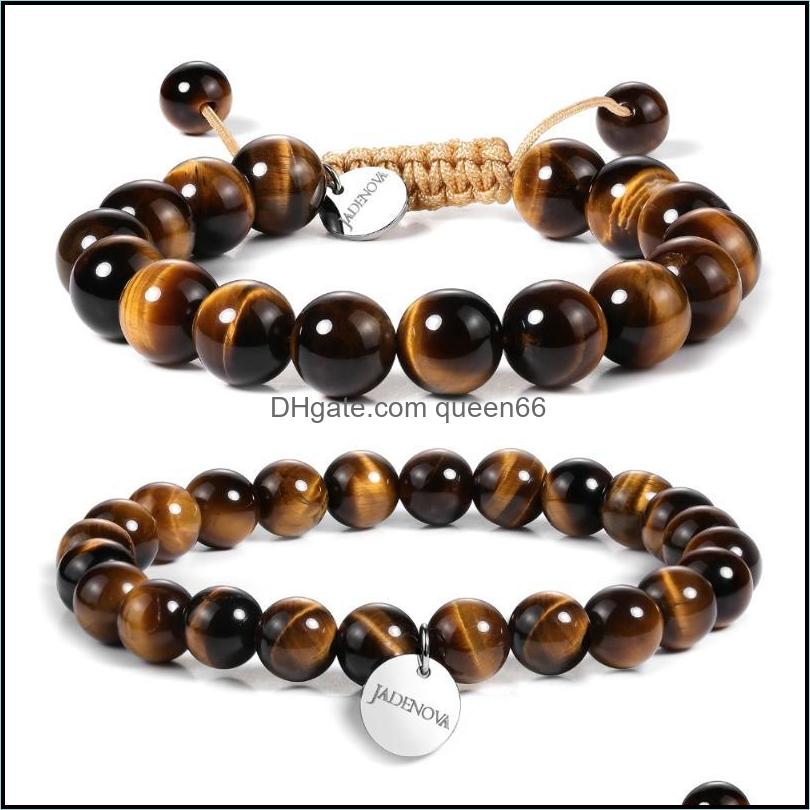 

Beaded Strands Natural Round Beads Stretch Bracelet Adjustable Couple Distance Bracelets Unisex 2Pcs Set Drop Delivery Jewelry Otuet