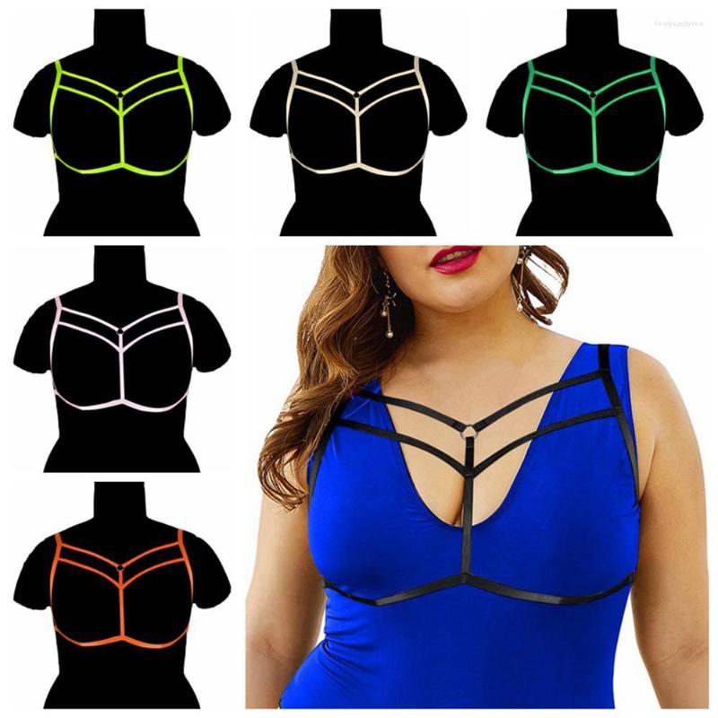 

Bras Sets Halter Neck Corset Hollow Bra Exotic Costume Harness For Busty Women Belt Bondage Chest Festival Rave Lingerie Plus Size Erotic, White