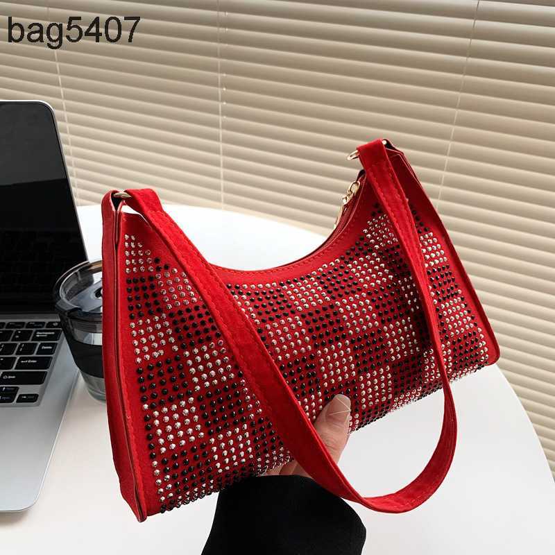 

2023 Fashion Diamond Bag 80% Discount Wholesale and Retail Simple Popular Armpit for Women Summer New Trend Inlaid One Shoulder French, White6