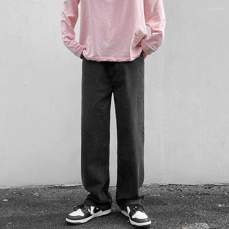 

Men' Jeans Men Black Straight Pants Casual Style Streetwear Denim Pinted Letters Trouser