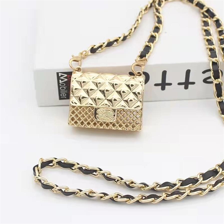 

Designer Ladies Mini Metal Pearl Chain Crossbody Bags Waist Fashion Small Square Shoulder Purse Necklace Bag250B, Gold no pearl chain