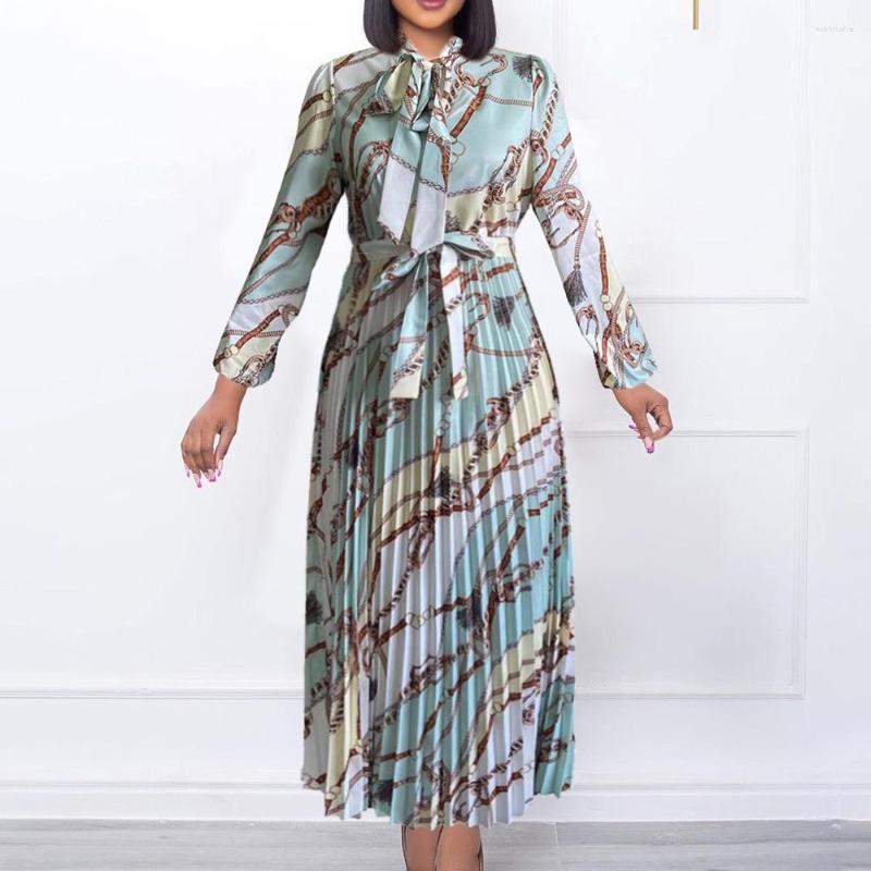

Casual Dresses Elegant Pleated For Women Full Sleeve Autumn Fall High Waisted Printed Fashion Evening Party Birthday Vestidos Mujer, Black dress