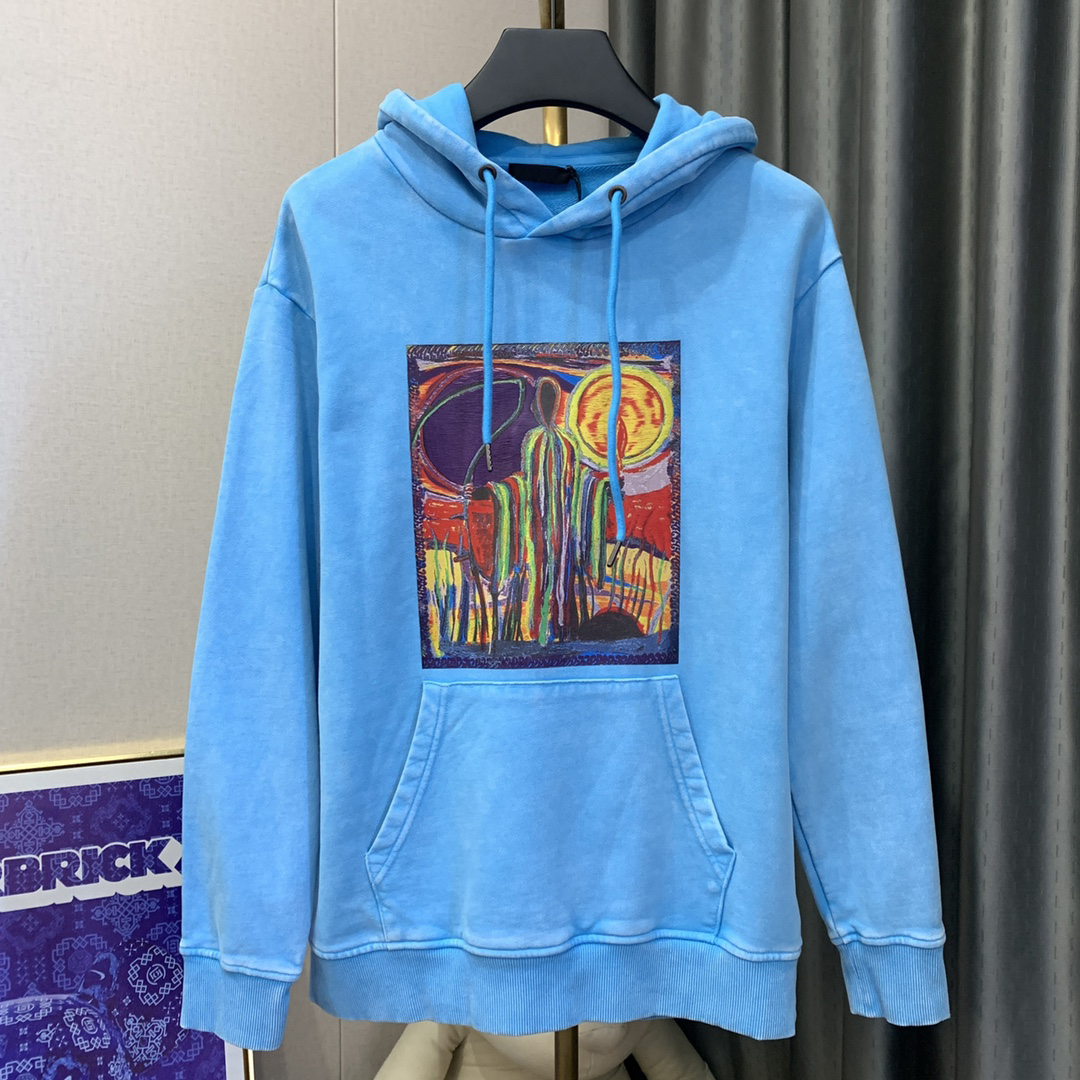 

2022 Designer Men's Hoodie Women's Casual Top Splash Ink Couple Sweatshirt, Blue