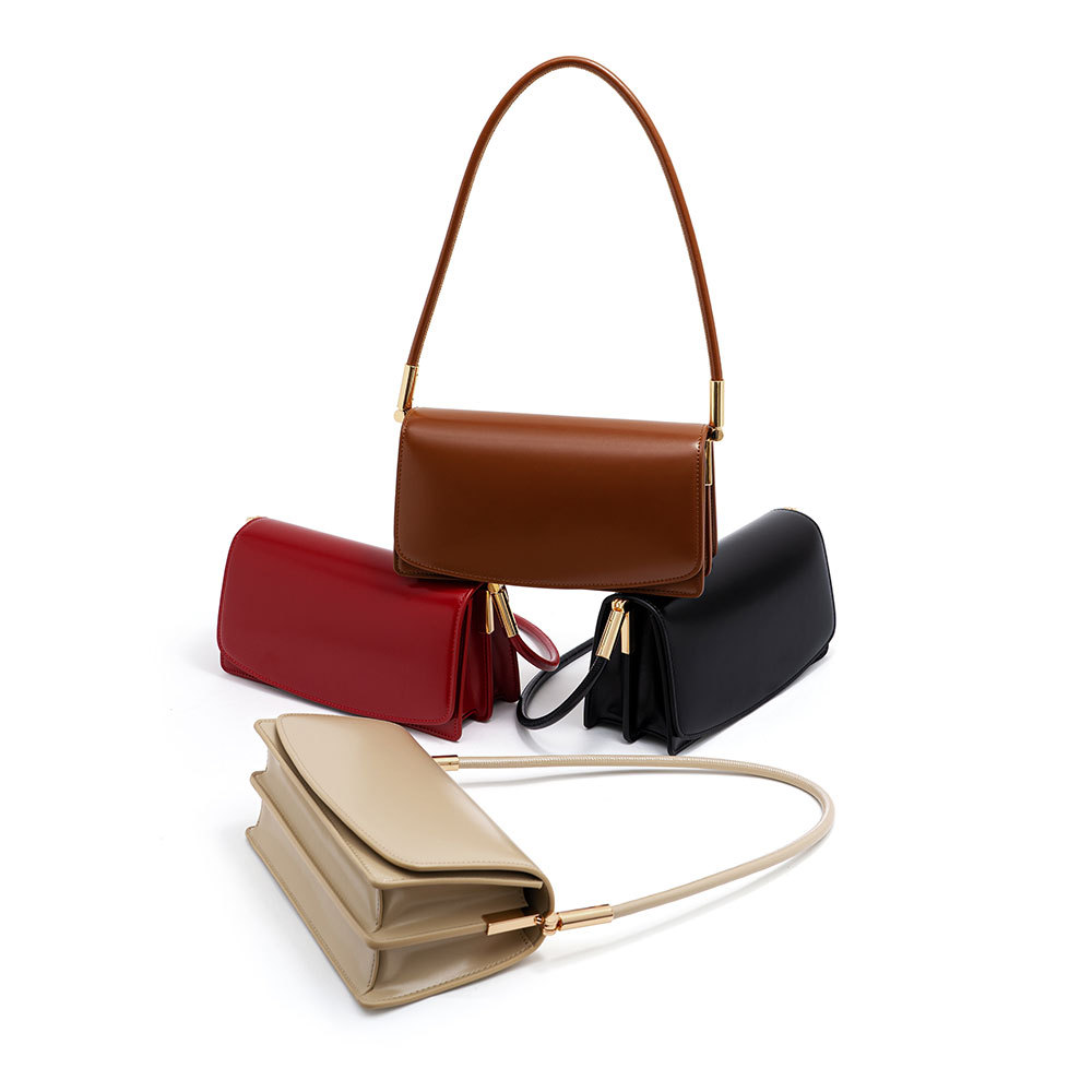 

The new senior fashion designers bags retro leather Women's Bag for Autumn and Winter 2022 is simple and Shoulder lady handbags 23cm, Color of caramel