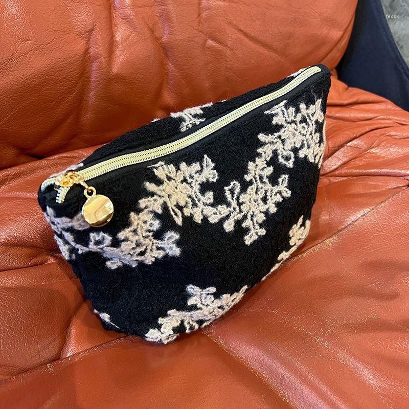 

Cosmetic Bags Women Portable Embroidery Black Storage Toiletry Solid Makeup Bag Beauty Canvas Pouch Travel Organizer Case Clutch