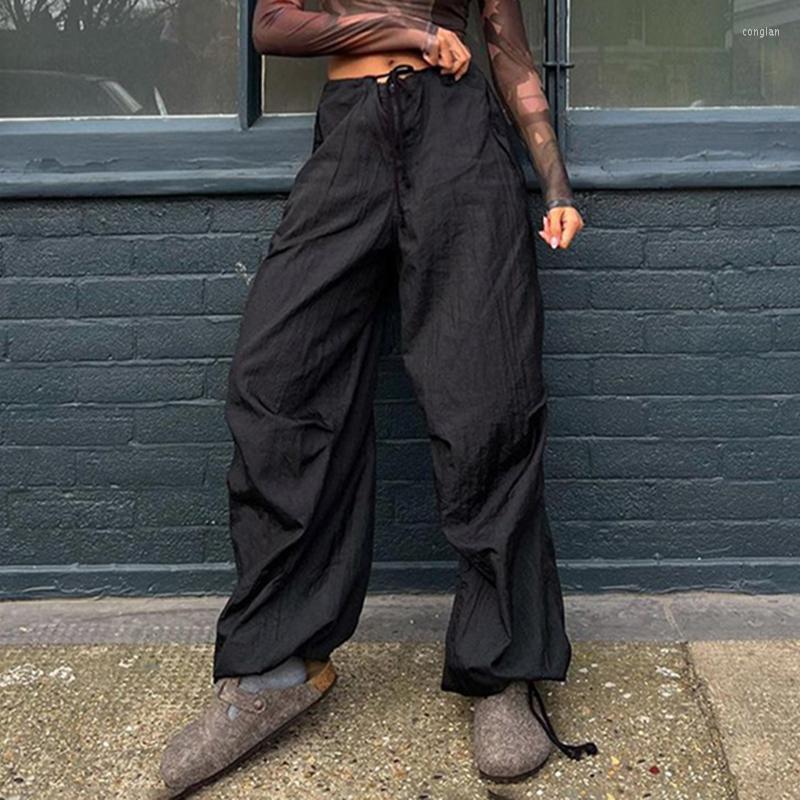 

Women' Pants Black Y2k Low Rise Tie Up Baggy Oversized Sweatpants Korean Fashion Streetwear Grunge Cargo Pantalon Hip Hop