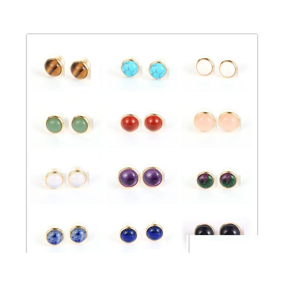 

Stud Fashion Natural Stone Gold Plated Earrings Druzy Crystal Pink Asymmetry Geometric Earring Women Girl Date Jewelry Gift Drop Deli Dhnfy