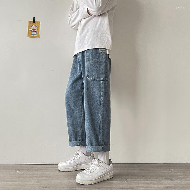 

Men' Jeans Men Sell Fashion Straight Big Pockets Casual Style Streetwear Loose Hip Hop Denim Pants Trouser, Blue