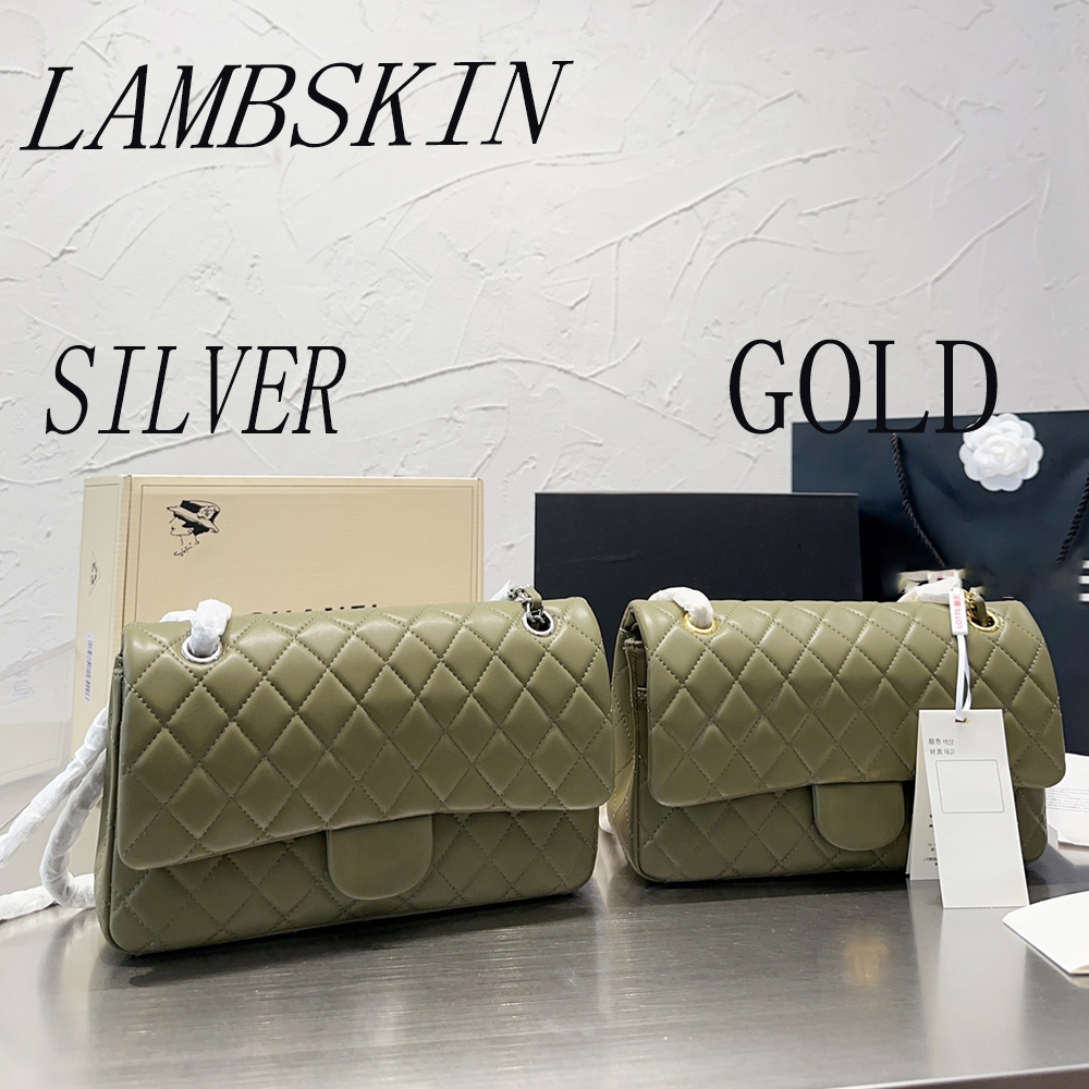 

Shoulder Bags 5A quality Lambskin Designer CF Ladies shoulder bag 22c handbag Luxury chain tote Soft Leather purse Light green woman Card Holder handbags, Black