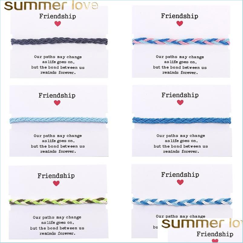

Chain Bohemian Colorf Handmade Braided Rope Bracelets Adjustable Waterproof Wax Friendship Bracelet With Card For Men Women Drop Del Dhghz