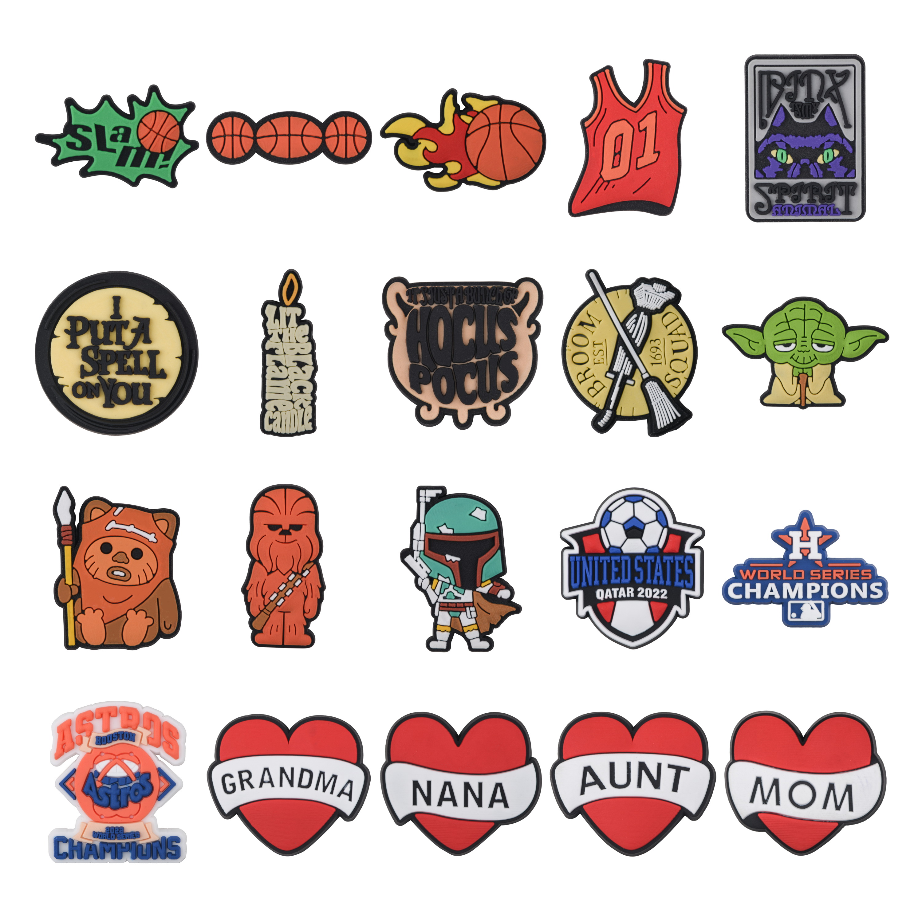 

2023 basketball Charms PVC Croc Shoe and Wristband Buckles Accessories red heart gift for friend grandma mom nana Houston style