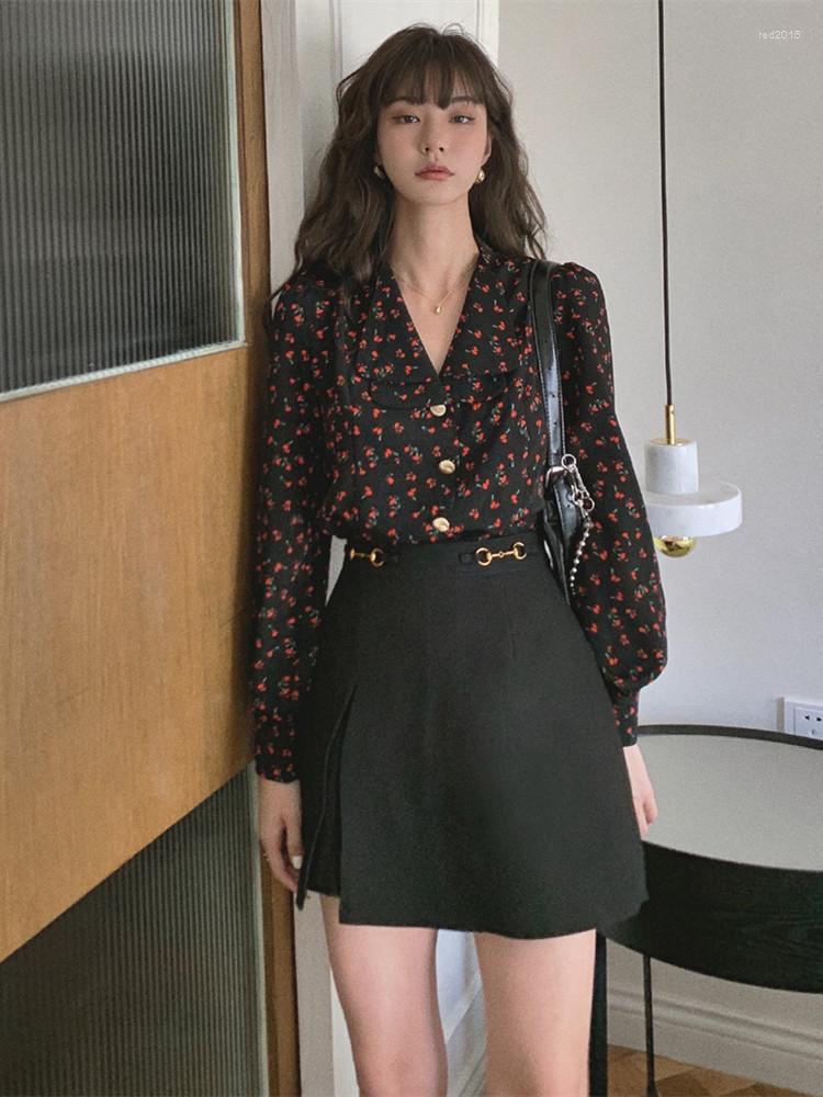 

Skirts Summer A-line Mini Skirt Women High Waist Korean Style 2022 Fashion Slim Slits Casual Solid Color Shorts Elegant, Black