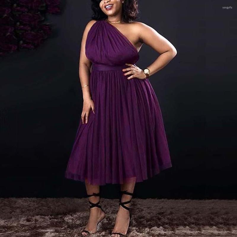 

Casual Dresses Elegant For Women One Shoulder Purple High Waisted A Line Sleeveless Luxury Evening Party Dinner Vestidos Mujer Dress, Purple dress