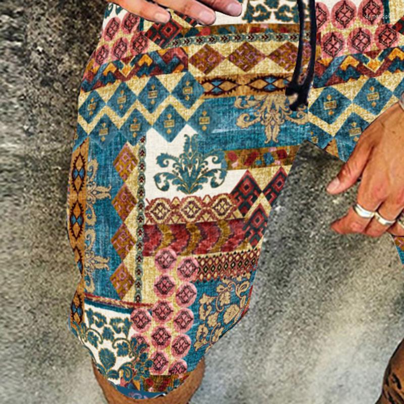 

Men's Shorts Plus Size Printed Men Summer Fashion Loose Casual Beach Mid Waist Lace Up Mens Pants Lugentolo Men's, Blue