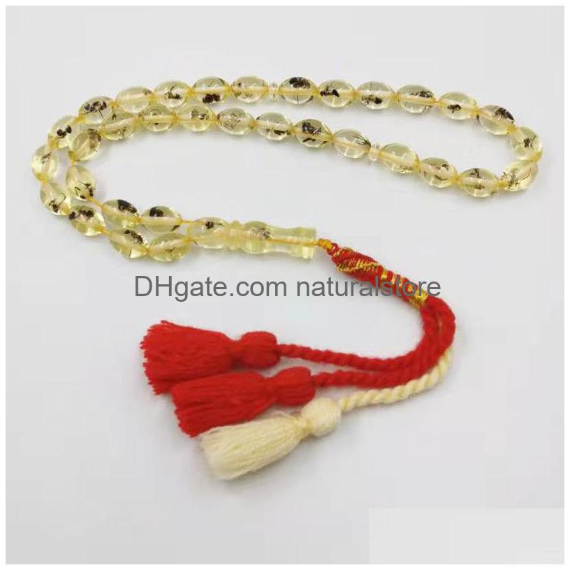 

Charm Bracelets Resin Tasbih 33 66 99 Real Insect Beads Cotton Tassel Eid Gift For Muslim Prayer Rosary Mans Misbaha Islamic Turkish Dhod2