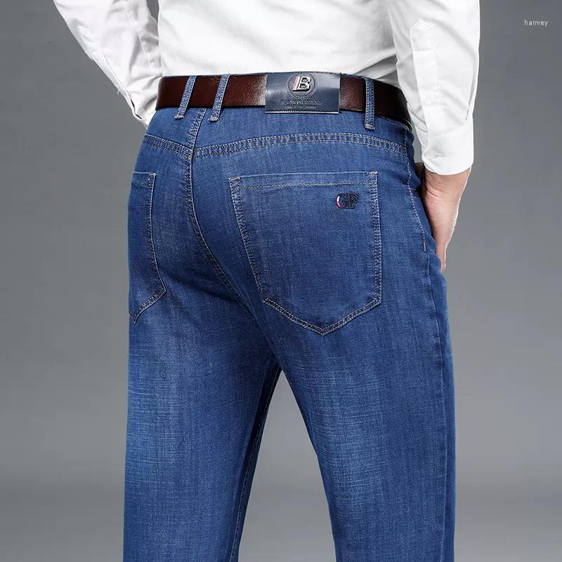 

Men's Jeans 2022 Summer Thin Men's Comfort Stretch Business Casual Classic Straight Slim Fit Trousers, 9855 blue