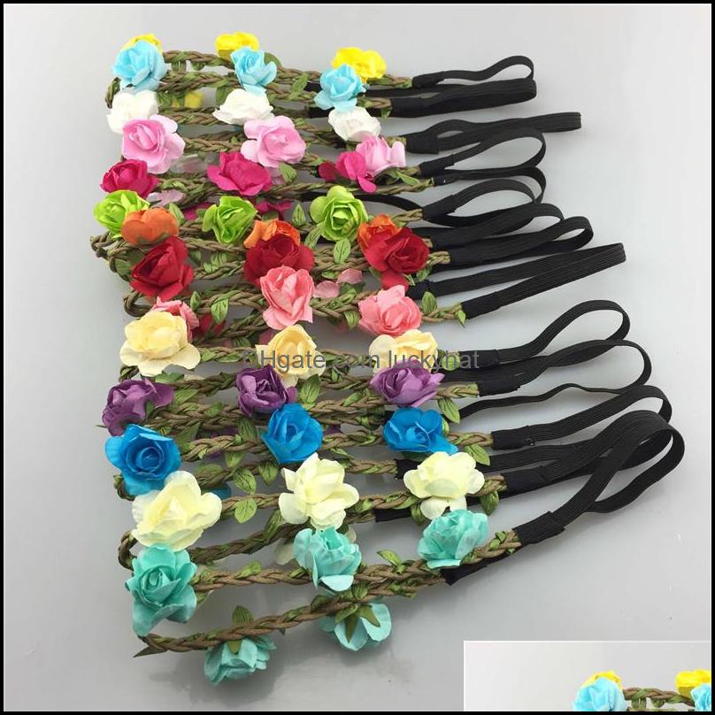 

Hair Rubber Bands Dhs Bohemian Festival Party Wedding Beach Bride Headdress Floral Rose Paper Flower Headbands Garland Gilrs Headban Otzsy