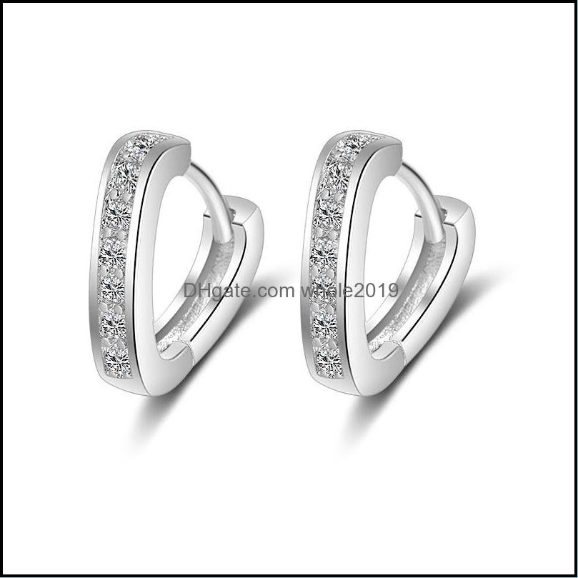 

Hoop Huggie 925 Sterling Sier Vshaped Heart Zircon Earrings Girls Women Fashion Jewelry Drop Delivery Otz95