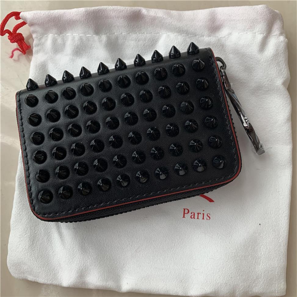 

Fashion leather men's and women's wallets high quality classic daily zipper short rivet zipper red shoes wallet trend Jo319r, Size : about11*7.5