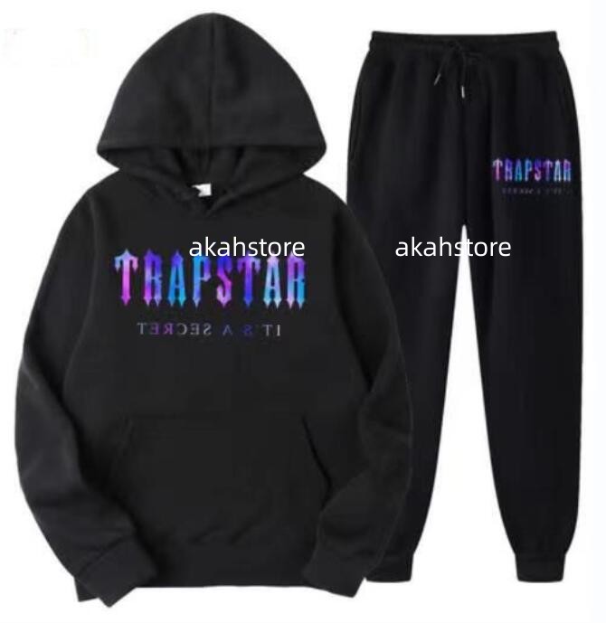 

Men's Tracksuits Brand TRAPSTAR Printed Sportswear Men 16 Colors Warm Two Pieces Set Loose Hoodie Sweatshirt Pants Jogging, Cust11
