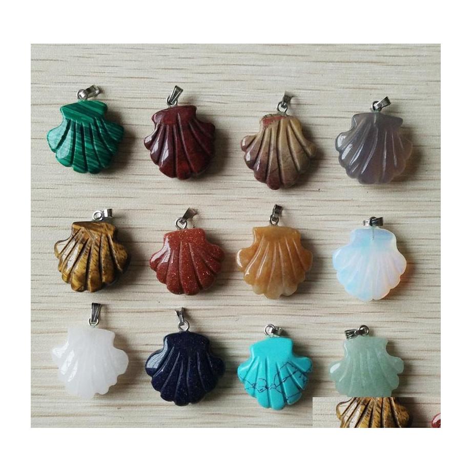 

Charms Carved Flower Shape Assorted Natural Stone Crystal Pendants For Necklace Accessories Jewelry Making Drop Delivery Findings Com Dhnvs