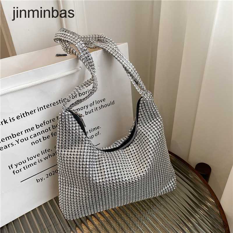 

2023 Women's Diamond Bag 55% Discount Wholesale Retail New Studded Dinner Fashion Personalized Simple Rhintone Handmade Underarm Single Shoulder Handbag, Silver9