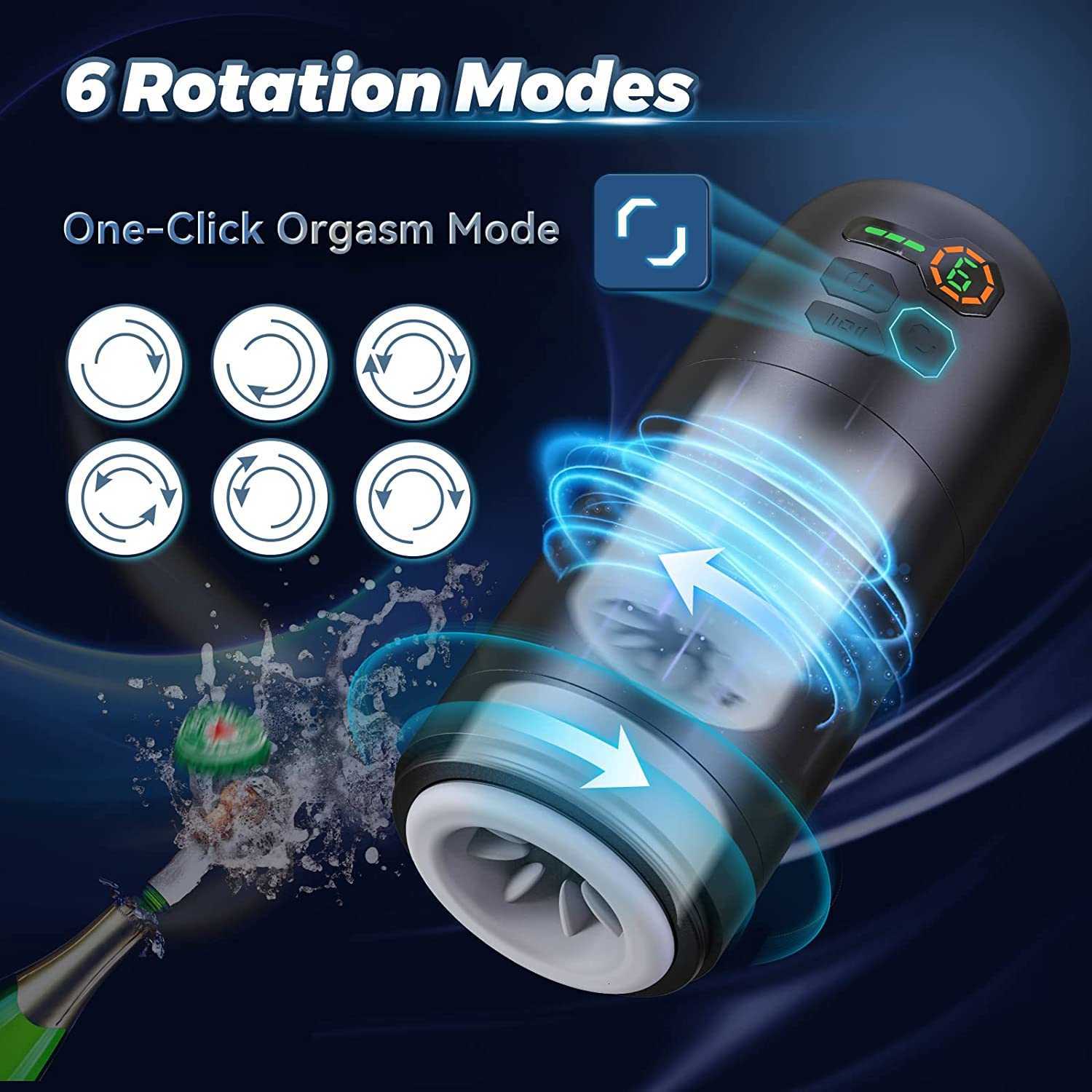 Masturbator Sex Toy Automatic Bidirectional Rotating Male with 6 Rotation LOVENOTE Pocket Pussy Realistic Sleeve Stroker s 3MLV