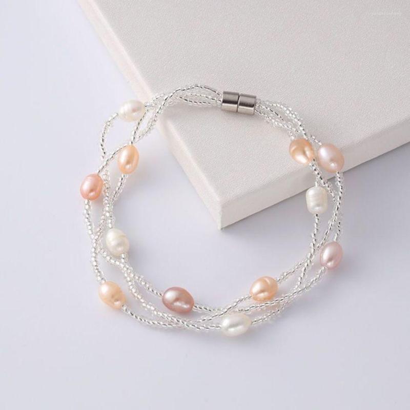 

Link Bracelets Women's Fashion Multilayer Pearl Bracelet Charm Mini Beads Cocktail Party Wedding Jewelry Xmas Gifts