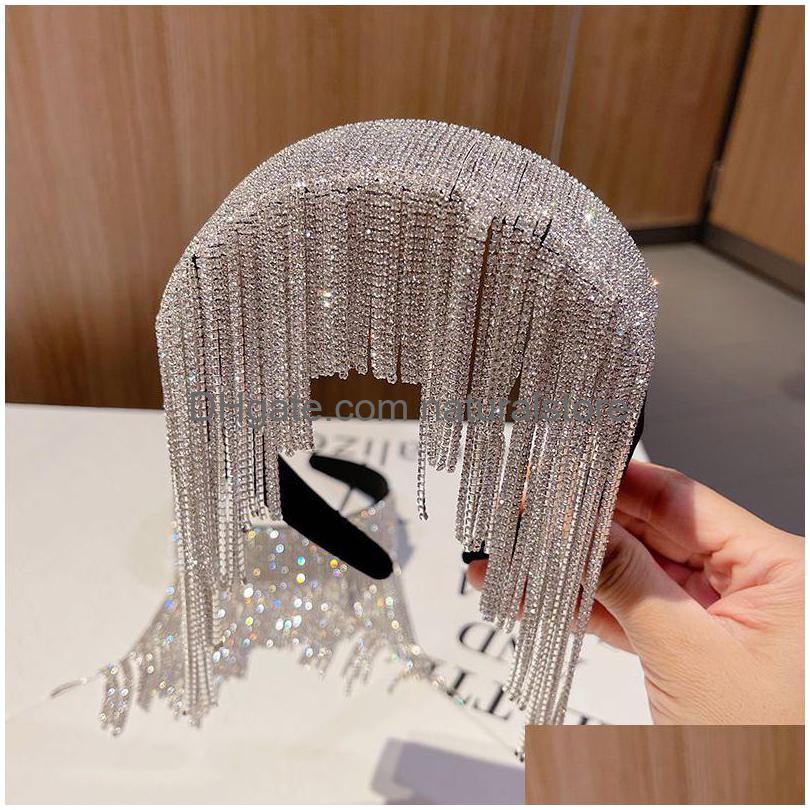 

Headbands Luxury Tassels Chains Glowing Diamonds Hairband Women Party Princess Occassional Headwear Good Quanlity 221107 Drop Delive Dhkgd