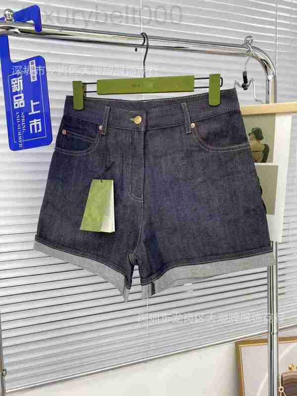 

Women' Jeans designer G20 ss New Back Button Summer Temperament Cotton Blue Shorts WYJ0, Blue-black
