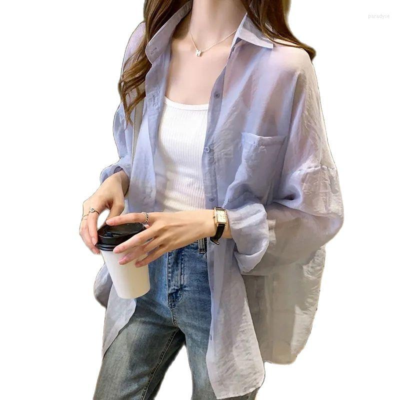 

Women's Trench Coats Summer Cool Chiffon Cardigan Sunscreen Jacket Women's Trendy Ins Shirt 2022 Korean Version Loose Two-Piece M537, A mint green jacket