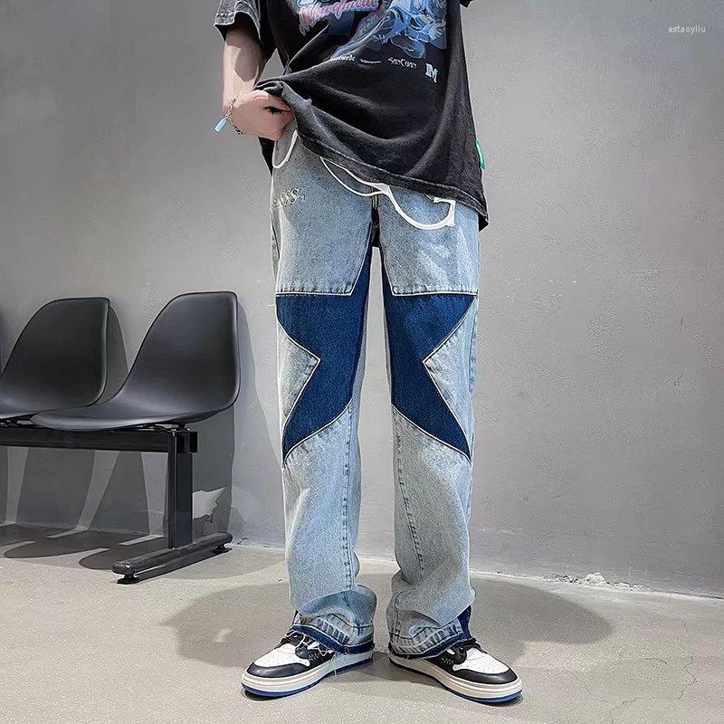 

Men' Jeans Streetwear Men 2022 Pattern Blue Recreational Temperament Pants Straight Cylinder Comfortable Loose Autumn