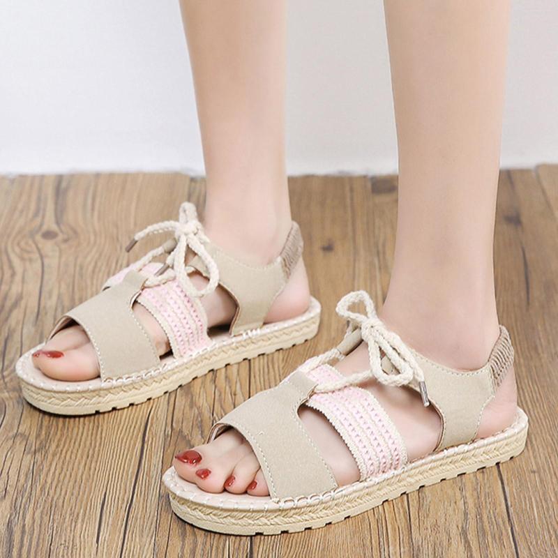 

Sandals Fashion Summer Women Flat Solid Color Ankle Strap Open Toe Casual Womens Hiking Sandal, Beige
