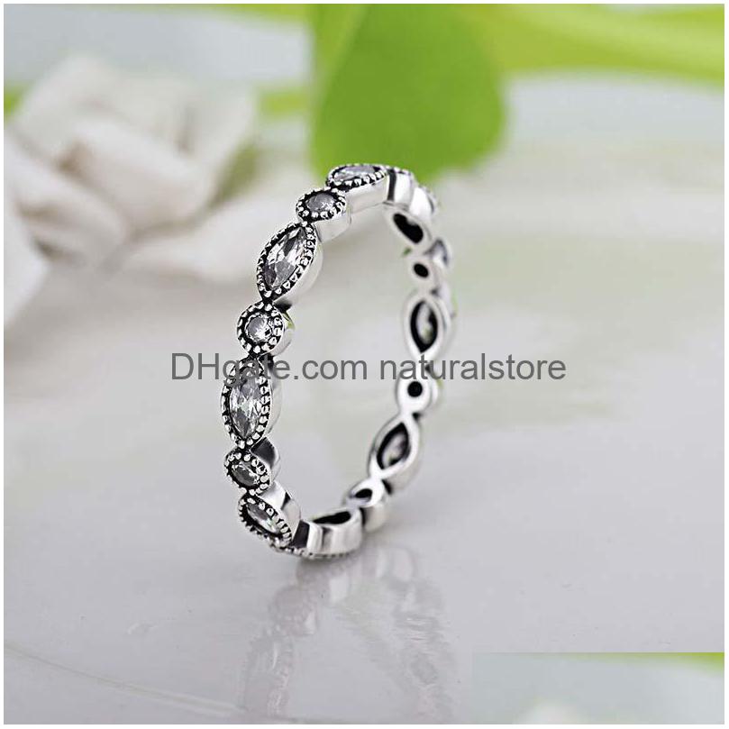 

Band Rings European Retro Diamond 925 Sier Signature Pave Round Ring Fit Pandora Cubic Zirconia Anniversary Jewelry For Women Drop De Dhgrr