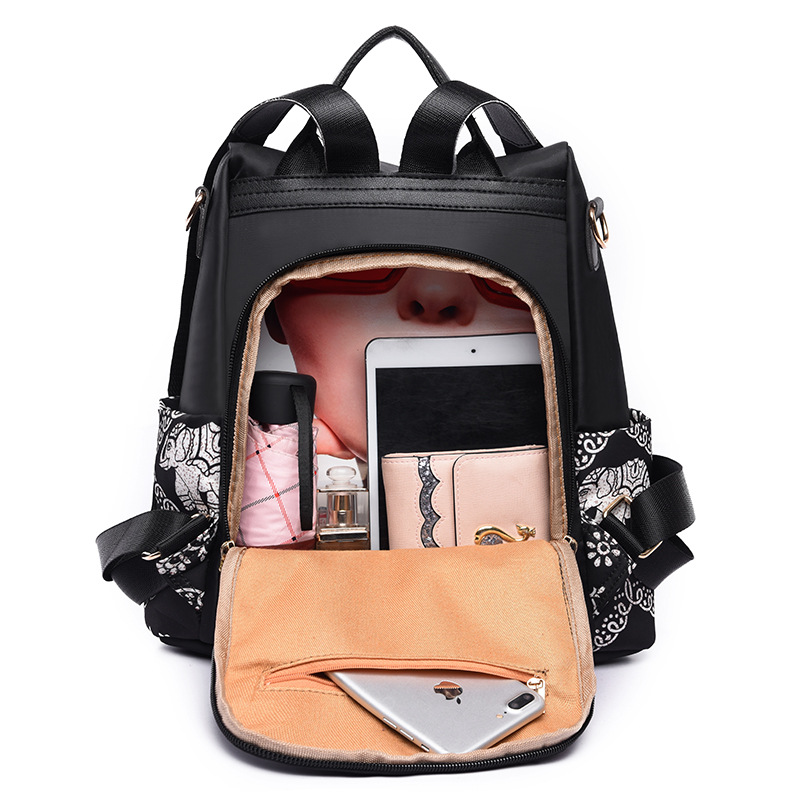 

Luxury handbagLeather Luggage Tag2020 National Style Printed Backpack Womens New Fashion Large Capacity Oxford Cloth Lightweight, Circle