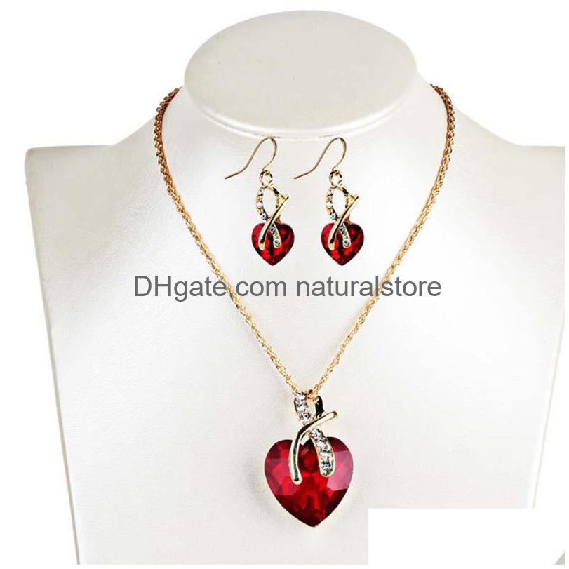 

Earrings Necklace Wedding Dinner Highend Luxury Heart Shaped Austrian Crystal Zircon Jewelry Set Female Drop Delivery Sets Dhkv5, Multi